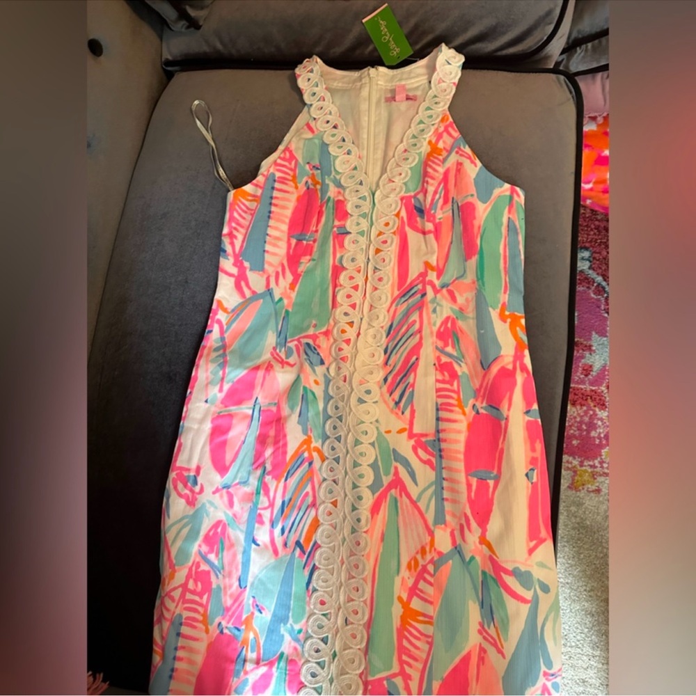 Lilly Pulitzer Colorful Leaf Print Midi Dress